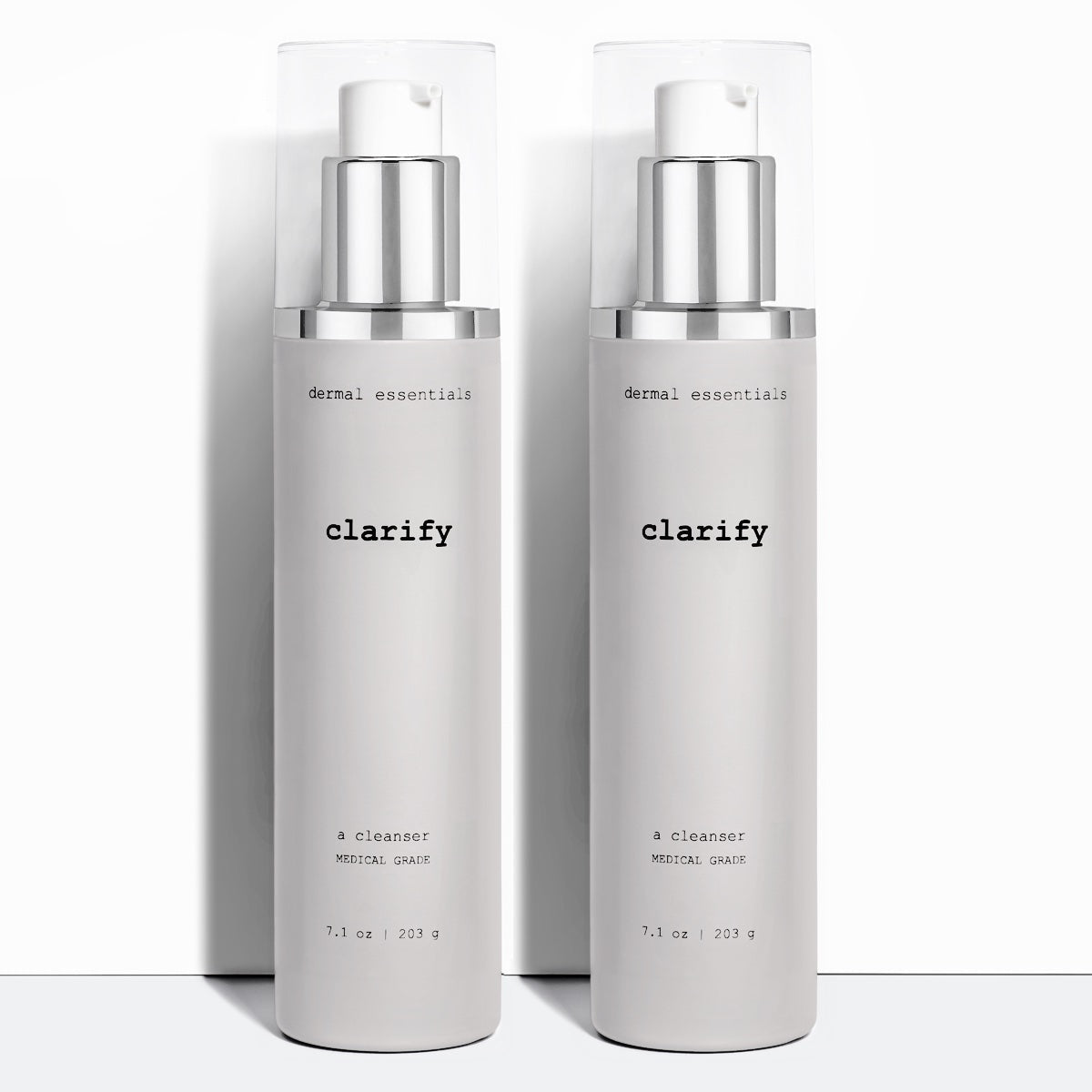 Two Clarify bottles salicylic acid acne rosacea facial cleanser Dermal Essentials Medical Grade Skincare