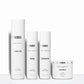 Set of skincare products for acne with labels on a white background