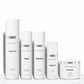 Set of skincare products with labels on a white background