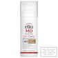 White plastic cylinder bottle red black letters white plastic cap pump elta md daily sunscreen spf 40 Dermal Essentials Medical Grade Skincare