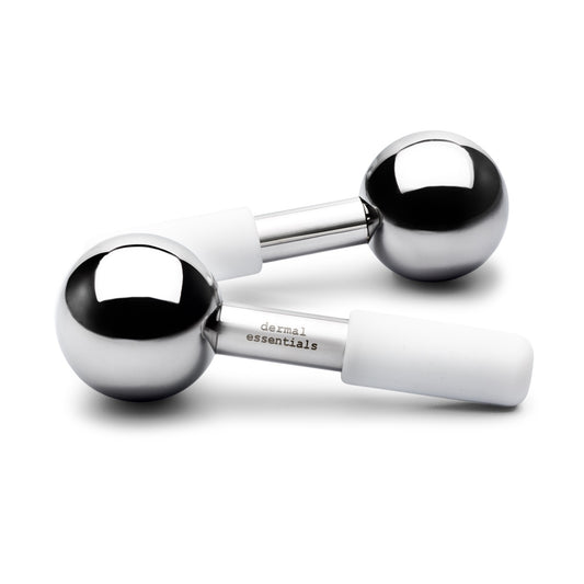 beauty globes skincare tool with two stainless steel ice balls Dermal Essentials Medical Grade Skincare