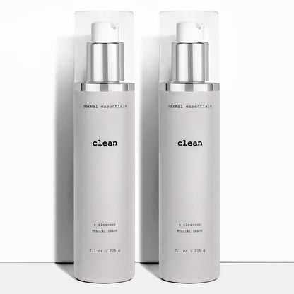 Two bottles of Clean salicylic acid papaya enzyme facial cleanser Dermal Essentials Medical Grade Skincare  