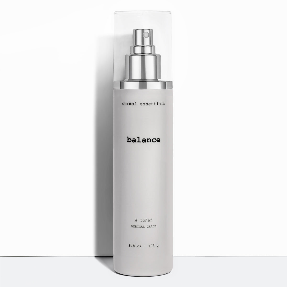 Mini Balance is a gentle hydrating peptide facial toner Dermal Essentials Medical Grade Skincare . A mini size is 5 ml of this  facial toner skincare product  in a white plastic pump bottle with black letters and clear lid.